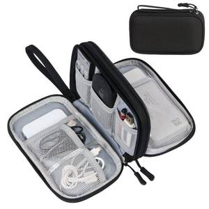 lot 58859 image: FYY Travel Cable Organizer Pouch Electronic Accessories Carry Case Portable Waterproof Double Layers All-in-One Storage Bag for Cord, Charger, Phone, Earphone Black - Retail $10
