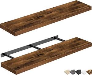lot 101510 image: QEEIG Floating Shelves for Wall 31.5 Long - Wall Mounted Shelf Bathroom Kitchen Living Room Bedroom Farmhouse Home Decor Display Bookshelf Large 31.5 x 9.3 inch Set of 2, Rustic Brown (008-80BN)