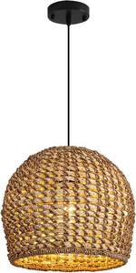 lot 101516 image: Retails for $119 13.77 Brown Rattan Pendant Light Fixtures,1-Light Boho Seagrass Pendant Light,Hand Woven Water Plants Rattan Chandelier for Dining Living Bedroom Kitchen Farmhouse