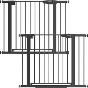 lot 101518 image: Retails for $150 Cumbor 2 Pack 29.7-40.6 Baby Gate for Stairs, Moms Choice Awards Winner-Auto Close Dog Gate for doorways, Pressure Mounted Pet Gates Indoor, Easy Walk Thru Wide Safety Child Gate for Dog, Black
