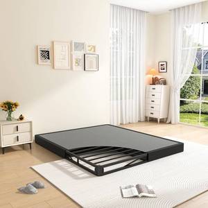 lot 101519 image: Retails for $120 MAF 5 Inch King Box Spring, Low Profile Box Spring King Siz 3500 lbs Black Heavy Duty Metal Mattress Foundation with BoxSpring Cover, No Squeaky, Easy Assembly
