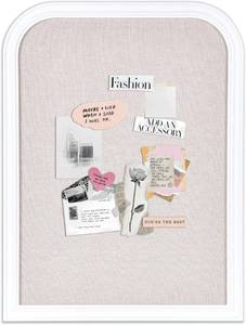 lot 101527 image: Bulletin Board with Linen, 23.6x17.7 inches Bulletin Board with White Wood Style Frame, Decorative Hanging Pin Board Vision Board Message Board for Office School Home Decor(2R&2S,L-4560,1p)