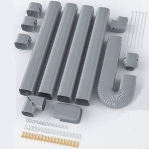 lot 101554 image: 4 16 Ft Mini Split Line Set Cover with Flexible Pipe, Upgrade PP Heat-Resistant & Paintable, Central AC and Heat Pumps-Full Set, DIY Decorative Line Set Cover Kit, Gray