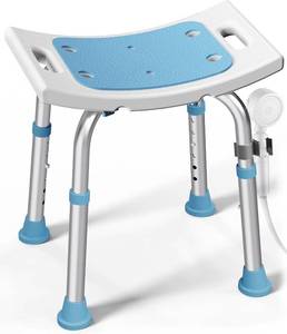 lot 201370 image: HOMLAND Shower Chair for Inside Shower, 400 lbs Adjustable Shower Stool with Suction Feet, Shower Seat for Inside Tub Bathroom Bench Bath Chair for Elderly and Disabled - Light Blue