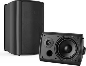 lot 201383 image: Retails for $130 STUDIOFINIX 6.5 Inches Indoor Outdoor Bluetooth Speakers Waterproof Wired Wall Mount Active Speakers 400 Watt for Patio Garage,Deck,Backyard (Black)