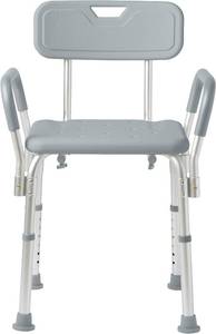 lot 201394 image: Medline Shower Chair with Backrest and Padded Armrests - 350 lb. capacity, Bath Bench, Seat, Stool for Independent Adult, Seniors, Elderly & Disabled Patients
