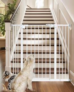 lot 201400 image: InnoTruth Baby Gate 29 39.6 Wide, 36 Tall Dog Gate for Stairs and Doorways, Pressure Mounted Metal Pet Gate with Dual Lock, Easy Walk-Through and Expandable Design, White