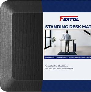 lot 201404 image: FEATOL Anti Fatigue Mat for Standing, 910 Extra Thick Ergonomic Standing Desk Mat, Comfort Memory Foam Standing Mat at Home,Office All Day (20 x 32, Black, 1PC)
