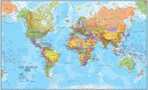 lot 201413 image: Maps International Giant World Map Poster - Mega-Map of The World - Front Sheet Laminated - 46 x 80 - Updated 2025