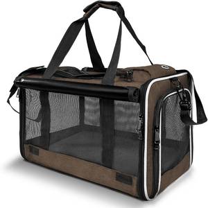 lot 201414 image: GAPZER Pet Carrier for Large Cat Soft-Sided Animal Traveling Bag for Medium Cat up to 20lbs  Washable Small Dog Puppy 10 lbs Crate Case with Privacy Curtains for Home Outdoor Travel Mocha Brown