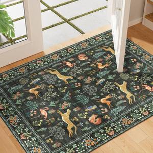 lot 301388 image: DUKINO 2x3 Rug, Washable Animal Rugs for Entryway, Non Slip Indoor Door Mat, Soft Low Pile Small Area Carpet for Entrance, Bedroom, Kitchen, Laundry, Bathroom, Black