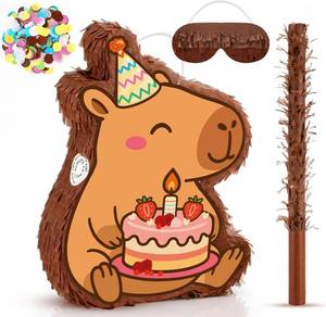 lot 301393 image: Blueweenly Hippie Capybara Pinatas, Stick and Confetti for Kids Mexican Birthday Anniversary Celebration Decoration Theme Party Fiestas Decorations Party Favors