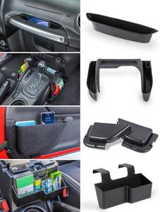 lot 301398 image: Savadicar 4 Pack Center Console Organizer, Interior Storage Accessories for 2011-2018 Jeep Wrangler JK JKU, Maximize in-car Space with ABS Storage Kits, Black