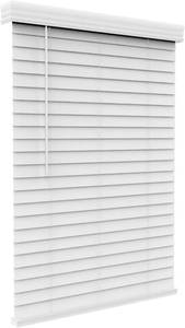 lot 301419 image: ARLO BLINDS Faux Wood Blinds with Crown Valance - 22 Width x 60 Height, White, Cordless Window Blinds & Shades - Blinds for Indoor Windows, 2 Faux Wooden Blinds for Home, Window Shades