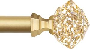 lot 301427 image: TONIAL Curtain Rod 32 to 58 Inch(2.6 to 4.8 ft), Splicing Adjustable 34 Single Rods for Windows 20 to 53 Inch(1.7 to 4.4 ft) Decorative Drapery Rod with Translucent Diamond Finial, Gold