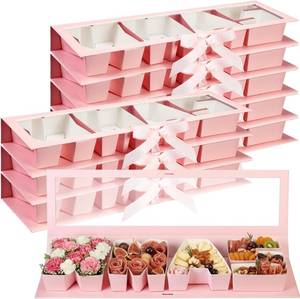 lot 401308 image: Dunzoom 8 Pack Xmas Letter Boxes for Christmas Gift Wrapping Xmas Letter Shaped Empty Flower Gift Box Fillable Christmas Party Favors Candy Presents Packaging(Pink,Clear Lid)