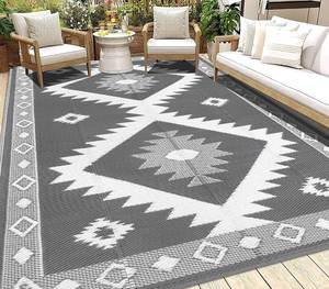 lot 401319 image: HEBE Outdoor Rug 8x10 Waterproof for Patios Clearance, Reversible Plastic Straw Rug Camping Carpet, Indoor Outdoor Area Rugs Patio Mats for RV,Picnic,Backyard,Deck,Balcony,Porch