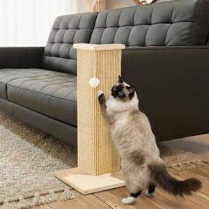 lot 401322 image: PETKARAY Couch Corner Cat Scratcher, 22 Corner Scratching Post Cat Wall Scratcher, Sisal Scratch Pad for Sofa, Wall Furniture Protector with Toy Ball