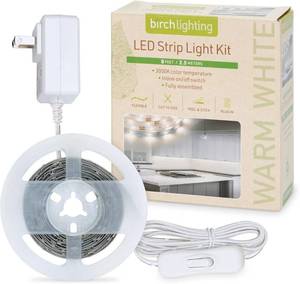 lot 401323 image: Complete LED Strip Light Kits (Warm White) 8 ft Flexible Tape 3000K Under Cabinet Plug-in Power Supply 318320