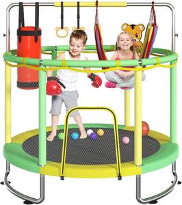lot 401331 image: Trampoline for Kids, Upgrade Full Anti-Rust 440lbsToddler Trampoline with Net,Upgraded Ring Legs with Adjustable Gymnastics Bar&Toys, Gifts for Ages 1-8 Boys&Girls