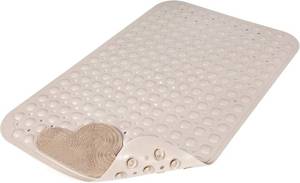 lot 401332 image: Extra Large Non-Slip Shower Mat, Bathtub Mat with Foot Massage, Quick-Dry Drainage Holes and Suction Cups, BPA-Free, 32x20 Inch, Soft TPE, Khaki