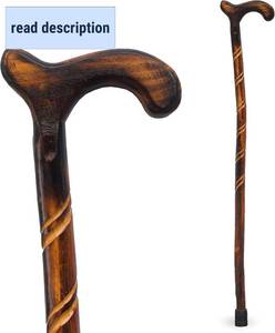 lot 201398 image: RMS Wood Cane - 36 Inch Natural Wood Walking Stick - Handcrafted Wooden Offset Canes and Walking Canes for Men or Women