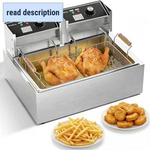lot 201415 image: Retails for $129 Electric Deep Fryer 22.6L24QT Stainless Steel Large Capacity Commercial Fryer with Basket, 3400W 110V Countertop Deep Fryer for Home Kitchen and Restaurant Use withTemperature Control