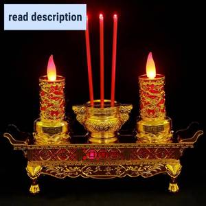 lot 301397 image: Healifty Buddhist Supply Led Candle Light Decor Chinese Style Candlestick Yoga Decor Votive Holder