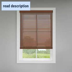 lot 401342 image: Retails for $138 Classic Value Walnut Cordless Room Darkening Faux Wood Blinds with 2 in. Slats - 64 in. W x 48 in. L