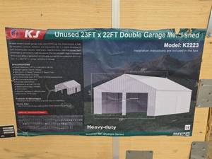 lot 4250 image: KJ 23x22ft Double Garage Metal Shed Kit - Model K2223