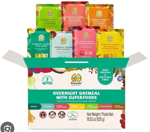 lot 2304 image: Sungiven Overnight Oatmeal Superfood Variety Pack 7 Packets