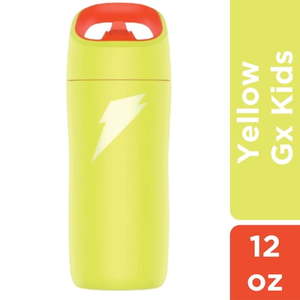 lot 2327 image: Gatorade 12oz Stainless Steel Water Bottle - Yellow Portable Drinkware, Plastic Lid - Retail $16