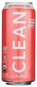 lot 2332 image: 4 pack Clean Cause Organic Sparkling Watermelon Mint Yerba Mate, 16 FZ