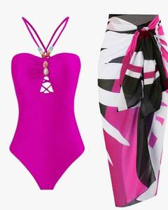 Womens One-Piece Swimsuits with Cover Up Wrap Skirt small - Retail $55