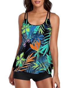 lot 2345 image: Urchics Womens Gray Tankini Swimsuit Tank Top Two Piece Bathing Suits with Boyshorts Green XXL - Retail $40