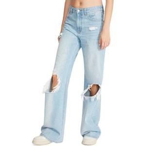 lot 2408 image: Steve Madden Apparel, Mylah Denim Pant, Light Blue, 31 Long - Retail $50