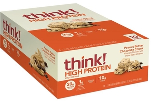 lot 2428 image: Think High Protein Bars - Peanut Butter Chocolate Chunk Pack of 10