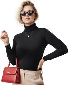 lot 2449 image: NY Threads Womens Turtleneck Long Sleeve Shirt Slim Fit Thermal Base Layer Tops 1 Pack, X-Small, Black