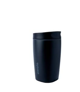 lot 2455 image: Owala 12oz SmoothSip Slider Stainless Steel Coffee Mug - Very Very Dark - Retail $25