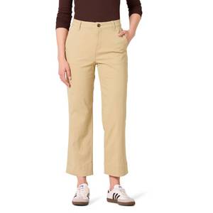 lot 2457 image: Amazon Essentials Womens High-Rise Wide Leg Khaki Pant, Stretchy Business Casual, Tan, 0 - Retail $18