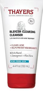 lot 2495 image: THAYERS Blemish Clearing Face Cleanser with 1.5% Salicylic Acid, Acne Treatment Face Wash, Soothing and Non-Stripping Skin Care, 4.4 Fl Oz (14 CONTENTS MISSING)