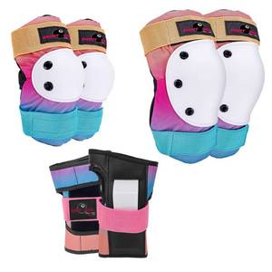 lot 2519 image: Eight Ball Kids 8 Pad Set 3pk - Sunset Fade Elbow, Knee, Wrist Protection