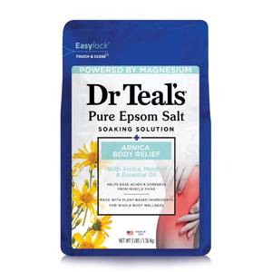 lot 2553 image: Dr Teals Epsom Salt Magnesium Soak, Arnica Body Relief with Arnica, Menthol & Essential Oils, 3 lbs