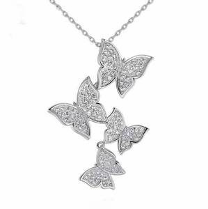 lot 2583 image: XINSHUN Real 925 Sterling Silver Long Zircon Butterfly Necklaces Necklace for Women Ladies