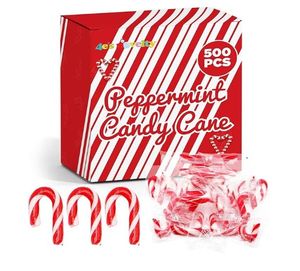 lot 2586 image: 4Es Novelty 500 Pack Mini Candy Canes Bulk - Individually Wrapped, 2-Inch Mini Candy Canes, Classic Peppermint Flavor, for Christmas Treats and Christmas Bulk Stocking Stuffers, Perfect for Kids & Adults