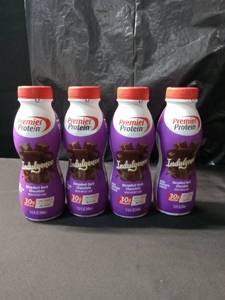lot 2593 image: Premier Protein Shake INDULGENCE, Decadent Dark Chocolate, 30g Protein, 170 Calories, 3g Sugar, 11.5 fl oz, 4 Pack (BB FEB.19.26)