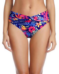 lot 2617 image: Tempt Me Women Colorful Twist Bikini Bottom Moderate High Cut Bathing Suit Bottoms Ruched Swimsuit Bottom L - Retail $25