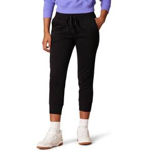 lot 2637 image: Amazon Essentials Womens Fleece Capri Jogger Sweatpants with Drawstring, Pull On, Black, Small - Retail $14