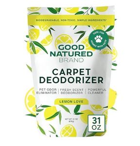 lot 2647 image: Good Natured Brand  Carpet Deodorizer & Freshener Powder  31 oz Pet Odor Eliminator for Strong Odor & Pet Urine  Fresh Natural Lemon Scent  Safe for Homes with Pets (STOCK PHOTO NOT EXACT - DIFFERENT SCENT) - Retail $23