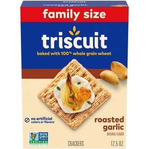 lot 2651 image: 3 pack Triscuit Roasted Garlic Whole Grain Wheat Crackers  Family Size  12.5 oz